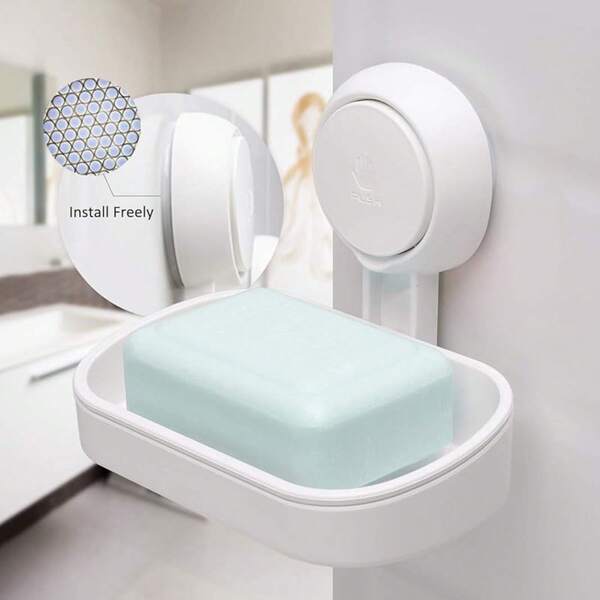 Soporte de jabón sin perforación, soporte de jabón para ducha, capacidad de carga de 3 KG, instalación en 1 segundo, rotación de 360 grados, impermeable y reutilizable para esponjas de baño