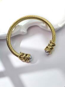1 pieza Brazalete vintage atemporal y lujoso de acero inoxidable con alambre trenzado, adecuado para el atuendo diario de la mujer, regalo de joyería para amantes, familia y amigos en Navidad y el Día de San Valentín
