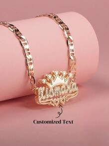 1pc Customized Double-Layer Double Love Flower Crown English Alphabet Letter Personalized Name Necklace, Festival Gift, Suitable For Any Occasion Stylish, All Seasons,Contracted,Simple,Casual,Cuties Custom,Personalized,Unique Ideal Gifts For Her Girlfriend,Mom,Family,Friends,Daughter For Anniversaries,For Valentine's Day,For Mother's Day,For Birthdays,For Graduation,For Daily Wear,For Weddings,For Prom