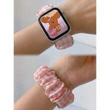 1pc WatchApple Band Women Cute Printed Elastic Solo Loop Bands Compatible With 38mm 40mm 41mm 42mm 44mm 45mm 46mm 49mm Fashionable Bracelet Replaceable Strap For Apple Watch Series 10 9 8 7 6 5 4 3 2 1 SE Scrunchie Wristbands Smart Watch Accessories Gifts For Mother's Day, Father's Day, Family, Friends, And Students Returning To School
