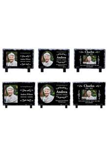 Individuelle Gedenktafel, personalisierter Steinrahmen mit Fotos und Text, menschlicher Grabstein, Geschenk für den Verlust eines geliebten Menschen, Grabschmuck (6/8 Zoll)