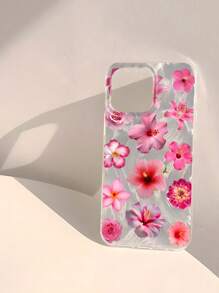 Flower 1pc Fashionable Floral Pattern Waterproof Anti-Fingerprint Anti-Scratch Transparent IMD Glossy Smooth Phone Case Compatible With IPhone Apple 16/16 Plus/16 Pro/16 Pro Max