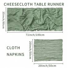 1/2/6/10 PCS Sage Green Cheesecloth Table Runners 35*120 Inch Boho Farmhouse Rustic Sheer Gauze Table Decor For Wedding Baby Shower Birthday Dinner Party Reception Centerpieces