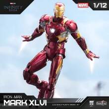 Hasbro Kit de modelo de plástico a escala 1:12 de Iron Man - Variantes múltiples de MK1 a MK7, 3-4 manos intercambiables, 4-6 efectos de llama y misiles (sin luminosidad), coleccionable con empaque de Los Vengadores