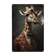 1pc/3PCS Funny Animal Smoking Vintage Metal Sign Retro Dog Giraffe Tin Sign For Home Wall Decor Bar Bedroom Gift 8x12 Inch Frameless Artistic Style Frame Vintage - Multicolor - View 59