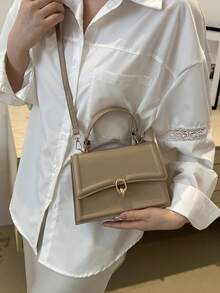 2025时尚小方形手提包，百搭优质单肩斜挎包 - 卡其色 - 查看 2