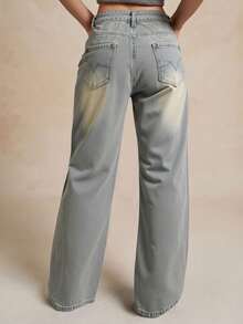 Damen asymmetrische Taille V-Ausschnitt Design gerade Beinhosen für den Lässig-Bereich