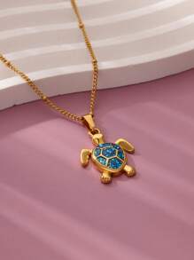 1PC Mode Groene Schildpad Kettingen Voor Vrouwen Goud Kleur Rvs Zeeschildpad Hanger Ketting Bruiloft Esthetische Boho Sieraden Gift