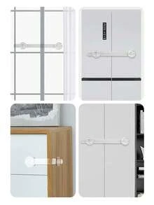 2pcs Adjustable Lock, Multi-Functional Drawer Lock, Fridge Lock, Childproof Lock, Transparent Protection - Clear - View 5