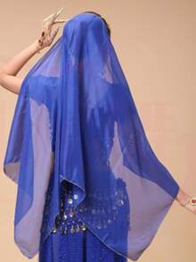 A Set Of Belly Dance Costumes, Chiffon Breathable Scarves, Copper Headpieces, Multi-Color Dance Practice Accessories - Multicolor - View 11