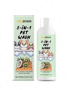 1pc/100ML 5-In-1 Pet Shampoo & Body Wash, Plant Extract Nourishing, Detangle, Suitable For Dogs & Cats, Deep Cleansing, Long-Lasting Fragrance, Antibacterial