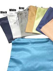 1pc Black Polyester Satin Dustproof Drawstring Bag For Jewelry,Silk Dustproof Drawstring Travel Storage Pouch,Portable Clothing Shoes Drawstring Bundle Pockets, High Capacity Dust Bags For Handbags,Self-Sealed Drawstring Storage Bag, Travel Supplies, Storage And Organization