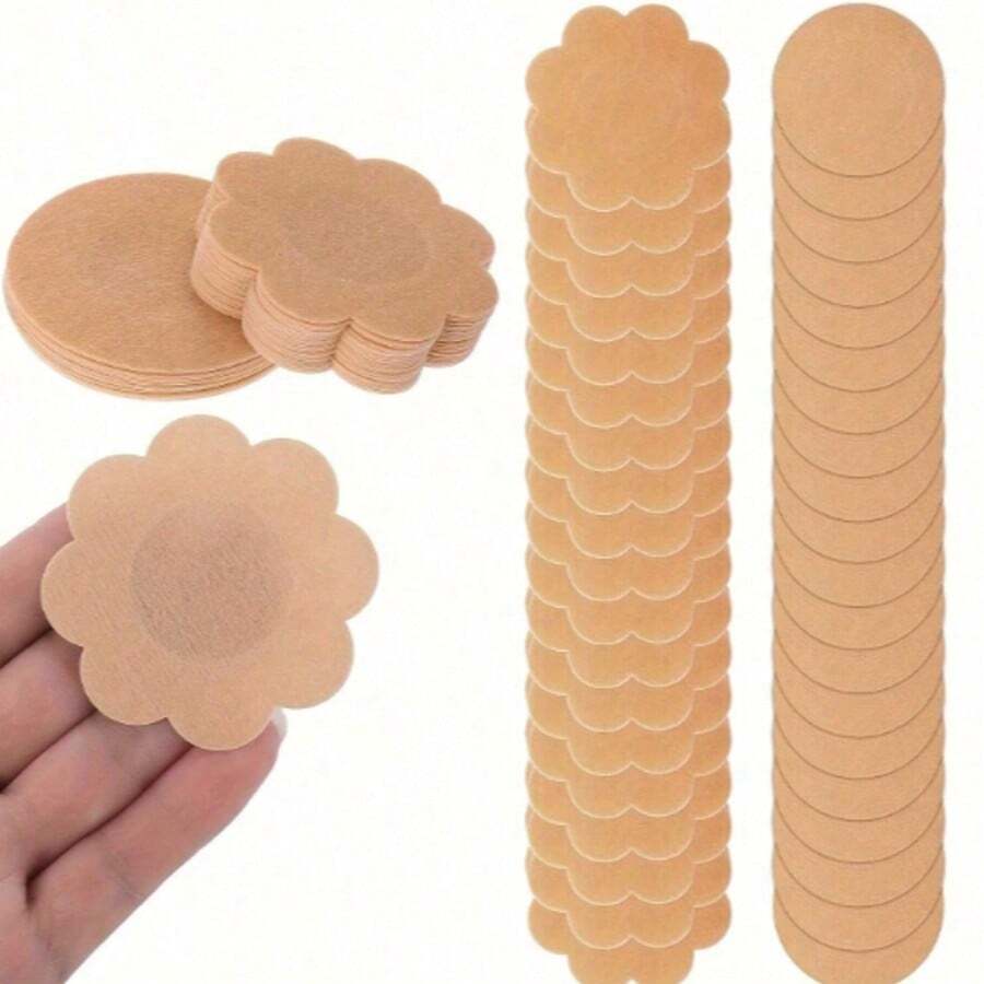 10/30/50/100Pcs Cloth Nipple Cover Teat Hide Women Nipple Pasties Piece Breast Petals Invisible Bra Padding Chest Sticker Patch Covers - Multicolor - View 1