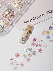 1 Box 240pcs 3D Wood Pulp Flower Nail Art Decorations And Butterfly Nail Art Flower Decorations, Suitable For Nail Art Decoration And DIY Craft Design, Valentine's Day Gifts, Gifts For Friends And Close Friends, Makeup Styling Supplies, Suitable For Enhancing The Charm Of Women's Nails, Nail Art Supplies, Nail Art Products.
