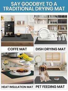 1pc Coffee Machine Kitchen Countertop Drip Mat, Water Dispenser Strong Absorbent Mat, Insulated Coaster, Oil-Proof Table Mat, Coffee Bar Mat Accessories For Countertop Super Absorbent Non-Slip Silicone Dish Drying Mat For Kitchen Countertop Drain Mat Decorative Gift Suitable For Coffee Machine Coffee Pot Espresso Machine Christmas Holiday Gift