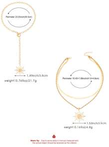 [Summer Sun-Shaped Jewelry] Fashion Jewelry Pendant Necklace Bracelet Y-Shape Multilayer Necklace, Boho Style Sunburst Pendant Necklace, Suitable For Summer Beach Holiday, Daily Wear, Graduation Trip, Prom Party, Fashionable Gift For Friends, Lovers, Wife, Teacher, Classmates, Sisters, Daughter