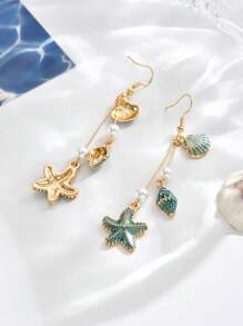 1 paire de boucles d'oreilles pendantes élégantes et avec coquillage et franges sur le thème de l'océan, parfaites pour les fêtes sur la plage