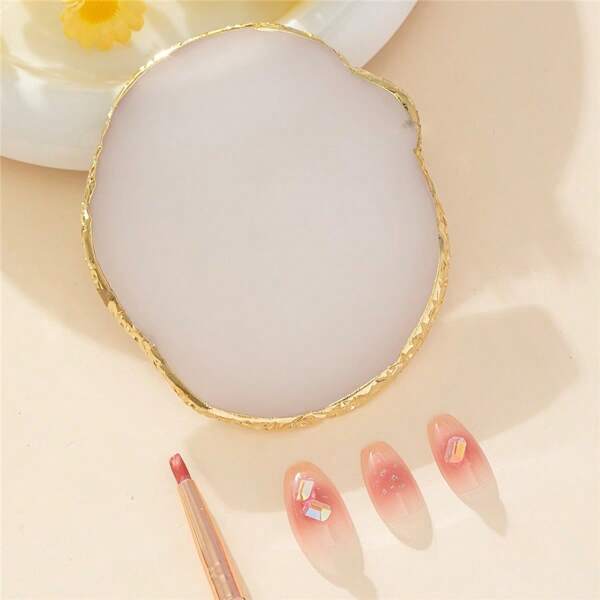 Multi-Color Nail Art Palette Resin Agate Gold Decorative Colorful Palette Nail Sheet Display Board Tool