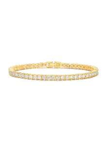 Bộ vòng tay & vòng tay bằng thép không gỉ hình cỏ ba lá 4 lá bằng đá Zirconia, thích hợp để đeo hàng ngày, trang sức cho phụ nữ, hoàn hảo làm quà tặng đám cưới và những dịp đặc biệt - Vàng - Xem 11