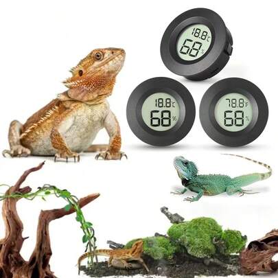 2pcs Mini Digital Thermometer Hygrometer, Embedded Round Temperature & Humidity Sensor, LCD Display, ℉/℃, Suitable For Reptile Habitat, Indoor Environment, Greenhouse, Glass Container, Wine Cellar, Humidifier, Incubator