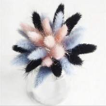 60/120 peças Flores Secas de Rabo de Coelho Lagurus Ovatus, Flores Secas Naturais Brancas e Cinzas de Capim-das-Pampas para Decoração Boho da Casa, Casamento DIY, Mesa de Fazenda, Decoração de Natal, Outono, Outono - Azul e Branco - Visão 5