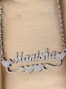 1 pieza Collar personalizado mate con nombre, colgante con forma de corazón grabado de acero inoxidable, collar con letras inglesas personalizadas, adecuado para el Día de San Valentín, Día de la Madre, Acción de Gracias, regalo para parejas, familia y amigos