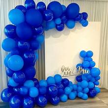 皇家蓝色乳胶派对气球 5/10/12/18 英寸 -10/30/50/70/90 个圆形氦蓝色气球适用于生日、婚礼、淋浴、毕业典礼、棒球、帆船、美国独立日、阵亡将士纪念日、爱国派对装饰 - 皇家藍 - 查看 3