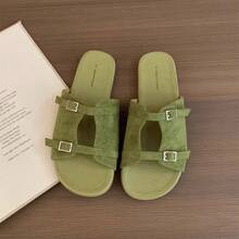 Korean Style Women's Summer Outdoor French Retro Single Strap Sandals Vacation Beach Flat Sandals