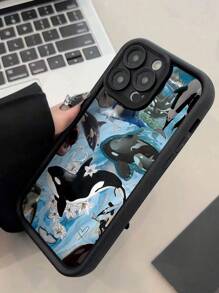 1pc Fashionable Orca Ocean Collage Design Thick Anti-Shock Anti-Scratch Anti-Fingerprint Full Protective Soft Phone Case Compatible With IPhone 16 ProMax/16/16 Pro/16 Plus/15/15 ProMax/15 Pro/11/12/13/14 ProMax/11 Pro/11 ProMax/12 Pro/12 ProMax/13 Pro/13 ProMax/14 Pro/14 ProMax, Creative Premium Quality