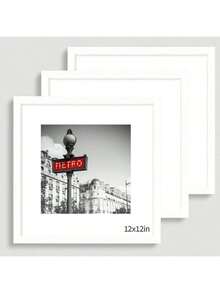 1 件/3 件/套 8x8、12x12 带垫相框、画廊墙框展示、无相纸方形拼贴墙饰、白色、木纹、黑色家居装饰，可悬挂 - 彩色 - 查看 18