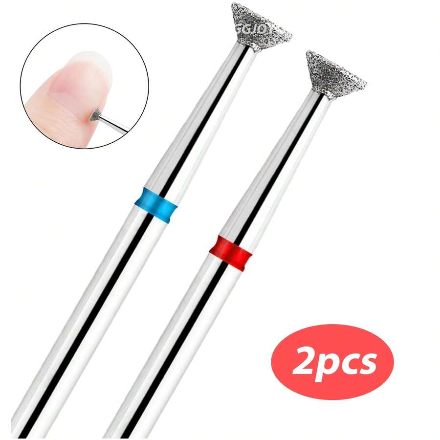 GGJOYO 2 件装精细钻石美甲钻头火焰形俄罗斯磨头角质层清洁毛刺电动美甲钻头指甲配件