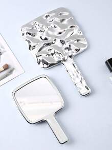 1pc/2pcs Portable Small Mirror, Wavy Pattern Handheld Makeup Mirror, Luxury High-End Compact Mirror For Touch-Up