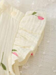 MommBaby Conjunto de mamelucos y pantalones cortos de niña recién nacida con manga de volante y abotonadura, diseño floral, lindo y cómodo atuendo de verano