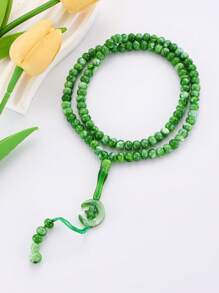 1pc Men's Arabic Crescent Moon Beaded Bracelet/Prayer Beads, Fashionable Jewelry For Everyday Wear