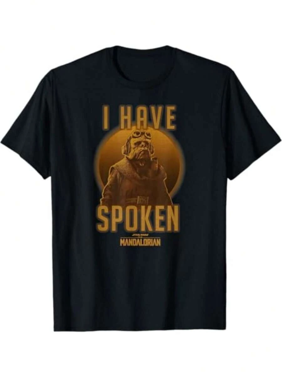 1pcs Men's Casual Round Neck Short Sleeve T Shirt The Mandalorian I Have Spoken Kuiil 220g Heavy T Shirt Star Wars Graphic Tee Vintage Summer - 黑色 - 查看 1