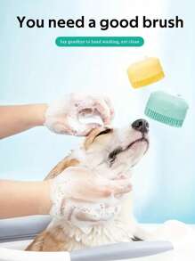 1pc Silicone Pet Bath Brush With Massage Ball - 2 In 1 Bathing And Massage GroomingTool For Dogs And Cats Shampoo - Gentle Silicone Material Pet Care Accessories And Cleans With Built-In Bath Sanitizer For Daily Cleaning Of Pets, Birthday Gifts,