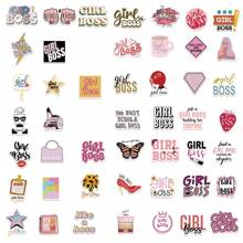 50 PIEZAS Pegatinas de la chica jefa Pegatinas de estética de vinilo para scrapbooking, diario, portátil, parachoques, monopatín, botella de agua, computadora, teléfono, dibujos animados, casco duro, pegatinas y calcomanías de coche