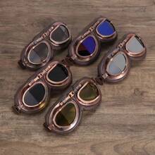 Retro Motorcycle Goggles Glasses Vintage Moto Classic Goggles For Harley Pilot Steampunk ATV Bike Copper Helmet