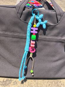 Customizable Acrylic Letter Keychain Balloon Dog Rope Beaded Bag Charm Decoration Pendant Personalized Birthday Gift, Holographic - Acrylic Keychain - View 17