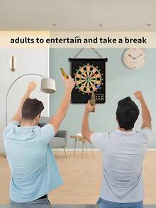 1 套带网格的多尺寸飞镖靶，双面飞镖靶，玩具飞镖靶，室内运动器材，娱乐活动，升级版大型飞镖靶套装，家庭，健身训练，安全，健康运动，操作简便，超酷体验，附带 6 支钢制和塑料飞镖，成人私人空间，酒吧，街机，台球厅，家庭娱乐
