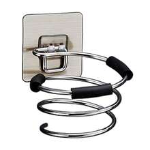 قطعة/قطعتين حامل مجفف الشعر في الحمام، حامل أدوات العناية بالشعر، حامل لاصق للحائط أدوات صالون الحلاقة، رف حلزوني لمجفف الشعر بدون حلقات مطاطية، رف تخزين خالي من الثقوب للحمام، رف حائط للأدوات اليوم الوطني - متعدد الألوان - مشاهدة 3