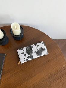 Cow Print Zipper Wallet PU Leather Daily Gift Coin Purse Casual Wallet For Women Money Wallet Purse Wallet Long Wallet Wallet Keychain Wristlet Wallet