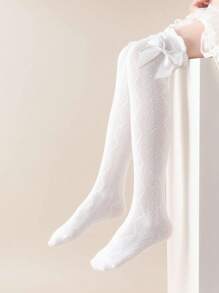 1/2/3 Paar Rhombus Spitze Schleife Mesh Overknee Socken, minimalistisch vielseitig atmungsaktiv Kinder/Schüler Socken