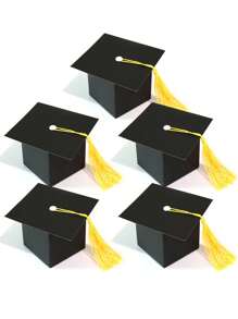 5/10/20/30/50pcs Black Bachelor Hat Graduation Candy Boxes 2025 Doctoral Cap Gift Packaging Box Black Graduation Celebration Centerpieces Chocolate Cookie Box With Tassel For Graduation Ceremony Party Supplies