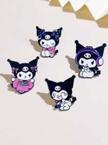 Sanrio Sanrio 1pc/4pcs Kuromi Metal Brooch Enamel Badge, Cute Cartoon Creative Bright And Colorful Oil Drop Alloy Craft, Unisex Backpack Clothing Accessories Holiday Birthday Gift, Personalized Leisure Decoration Commemorative Accessories School