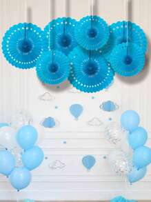 3 pezzi/6 pezzi/12 pezzi Fiori a ventaglio di carta bianchi, rossi, vuoti per decorazioni, serie blu oceano e rosa per feste di compleanno, matrimoni, decorazioni appese con corde, sfondo da parete