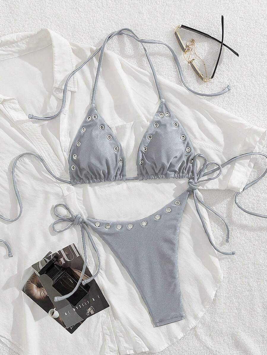 Women's New Arrival European & American Style Bikini Set - Grey - View 1