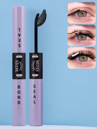 1支黑色睫毛胶水和透明密封剂二合一，DIY睫毛嫁接胶水6毫升，单根睫毛胶水，适用于簇状睫毛嫁接，强力定型，持久48-72小时，不含乳胶，防水，速干且不刺激眼睛，适合居家个人美睫用品（6毫升）