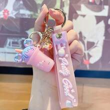 创意可爱糖果色冰淇淋杯设计钥匙扣、卡通钥匙圈、时尚汽车挂饰、包包和钱包饰品、礼物