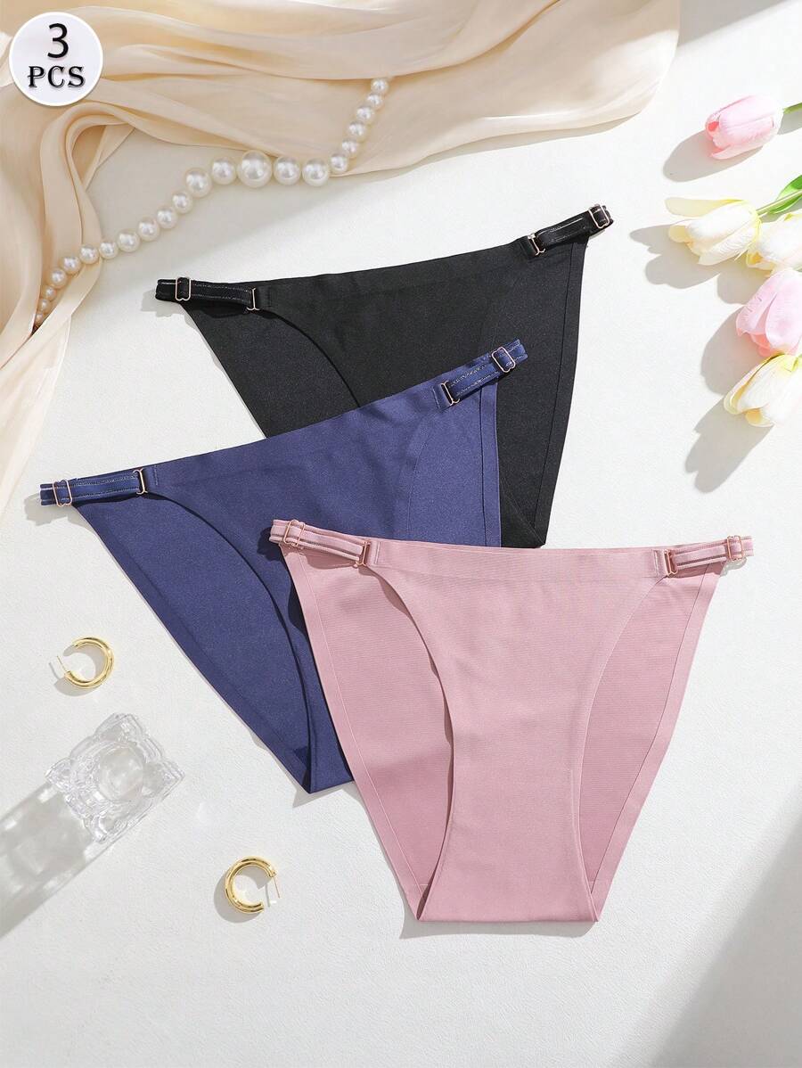 FINETOO 3 Stücke nahtlose anpassbare Bikinihosen für Damen Einfarbig, Hohe Qualität